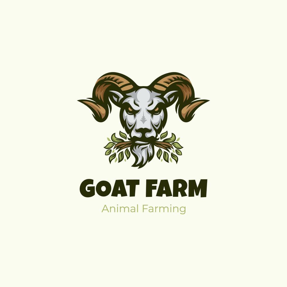 boskap get bruka karaktär logotyp design med get äta gräs grafisk element symbol för get jordbruk logotyp mall vektor