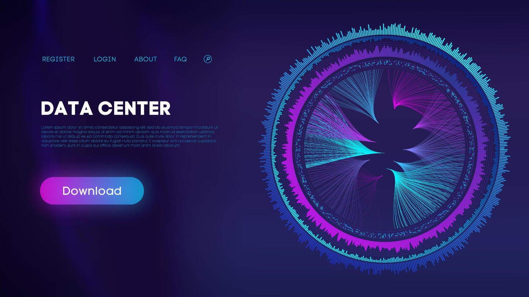 bunt Daten Center Infografik mit dunkel Thema vektor