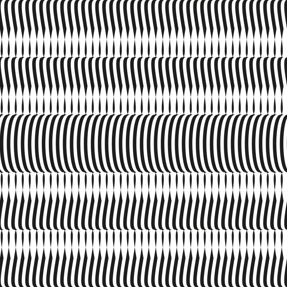 op Kunst Welle nahtlos Muster. Streifen Linien einfarbig Wellen optisch Illusion verzerrt Muster. vektor