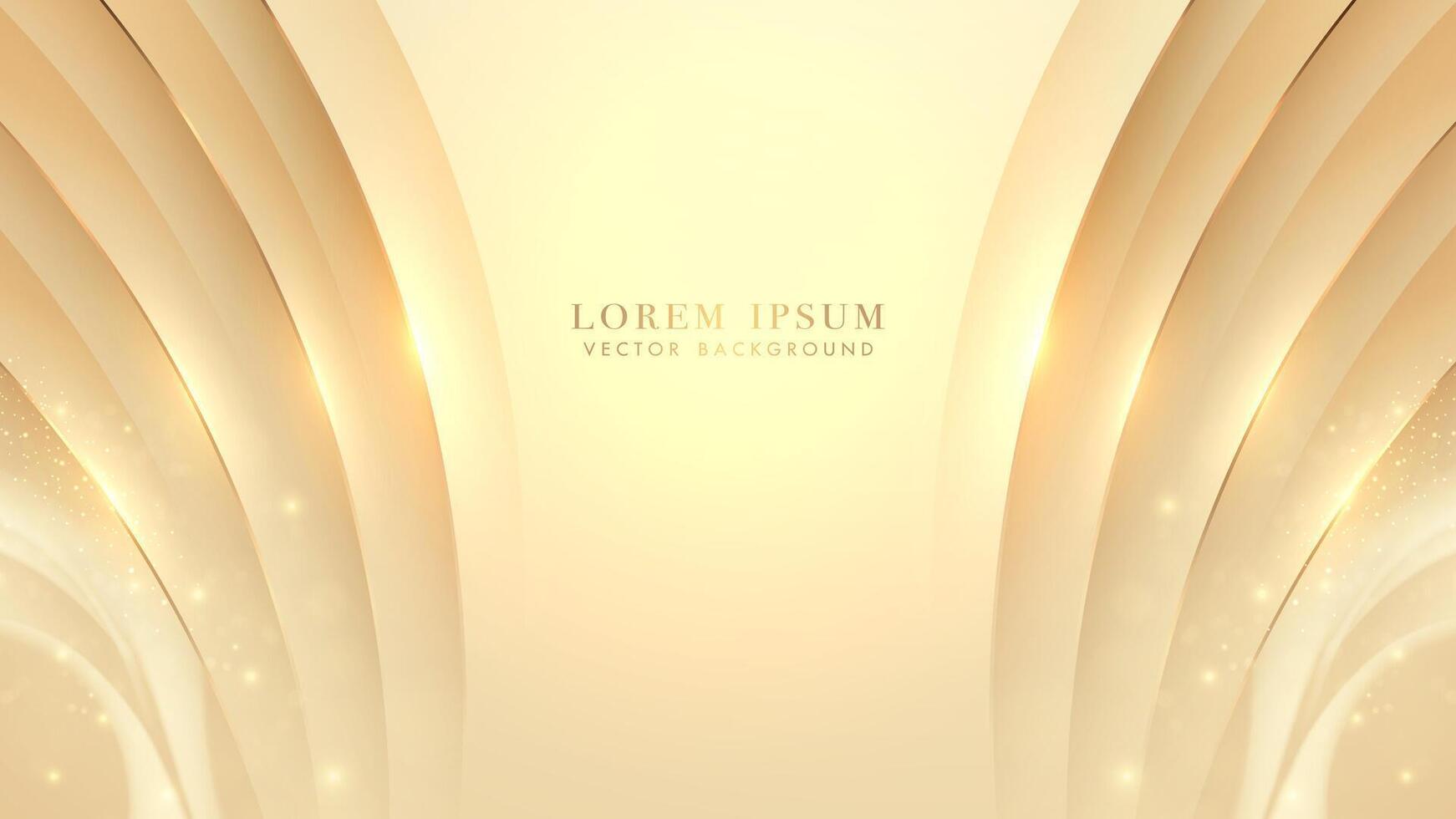 Luxus Hintergrund mit golden Linien und Licht glänzend mit Kurve Form, und funkeln Licht bewirken Dekoration. Vektor Illustration