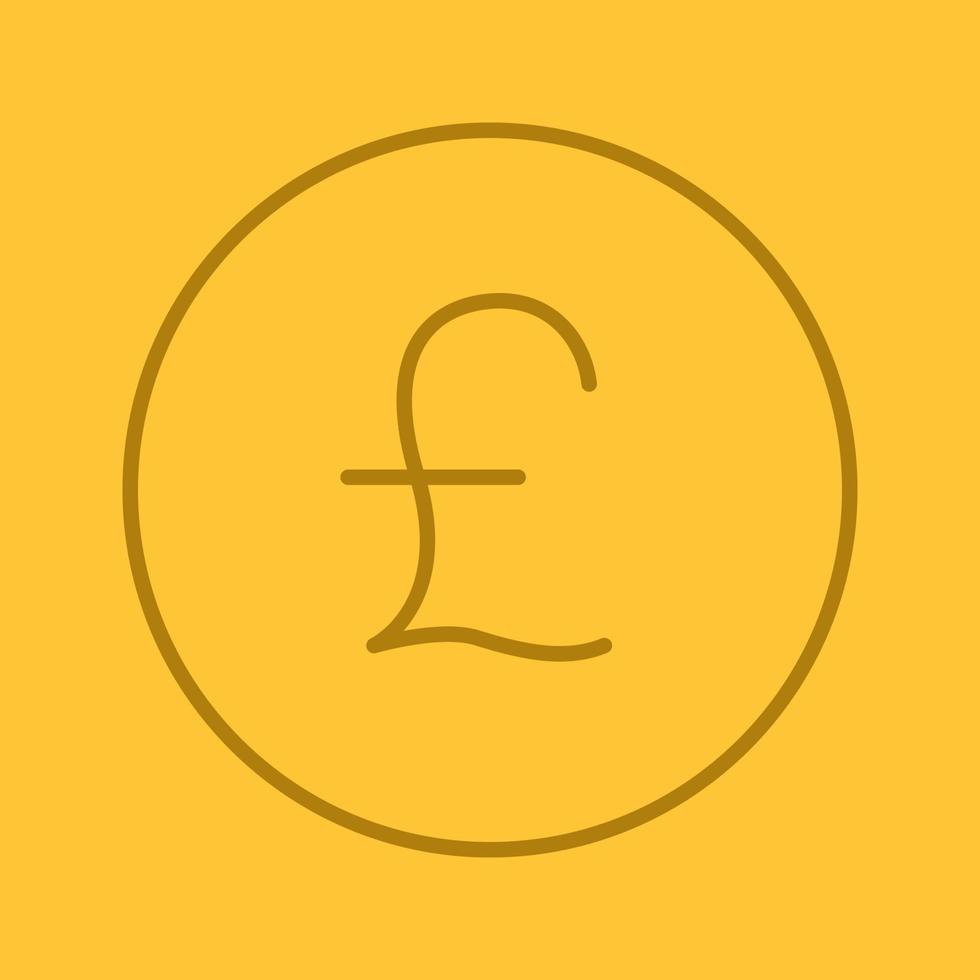 pund färg linjär ikon. Storbritanniens nationella valuta. tunn linje kontur symboler på färgbakgrund. vektor illustration