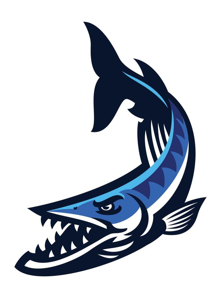 arg barracuda fisk sport maskot tecknad serie vektor