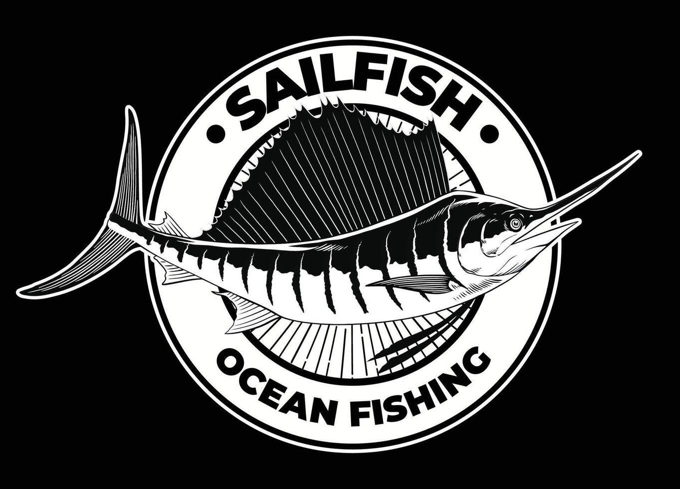 segelfisk hav fiske t-shirt design illustration vektor