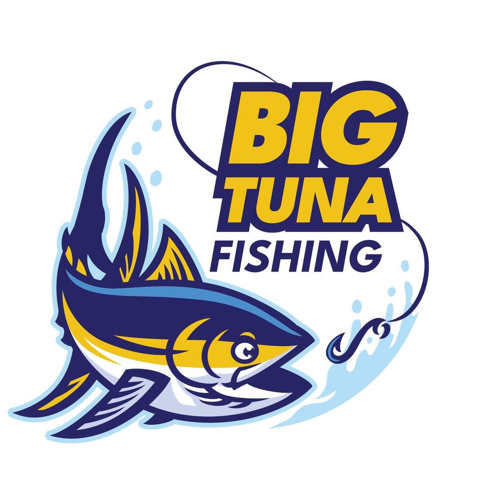 Thunfisch Angeln Maskottchen Logo Design isoliert vektor
