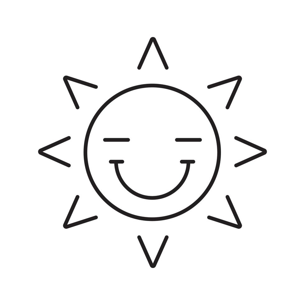 glückliches Sonnenlächeln lineares Symbol. Smiley mit geschlossenen Augen dünne Linie Illustration. gute Laune. Emoticon-Kontursymbol. Sommer. Vektor isolierte Umrisszeichnung