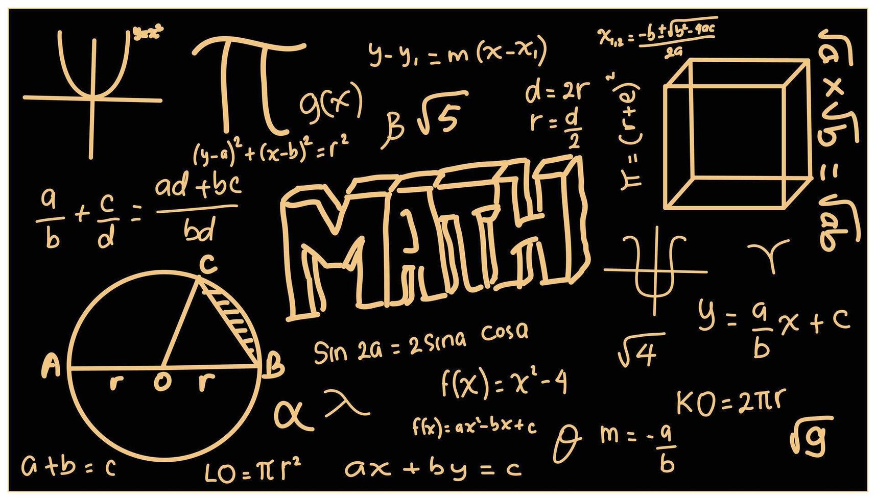 matematisk formler på en svarta tavlan, vektor konst illustration. symbol design ikon grafisk element Resurser. vektor illustration med ett pedagogisk tema