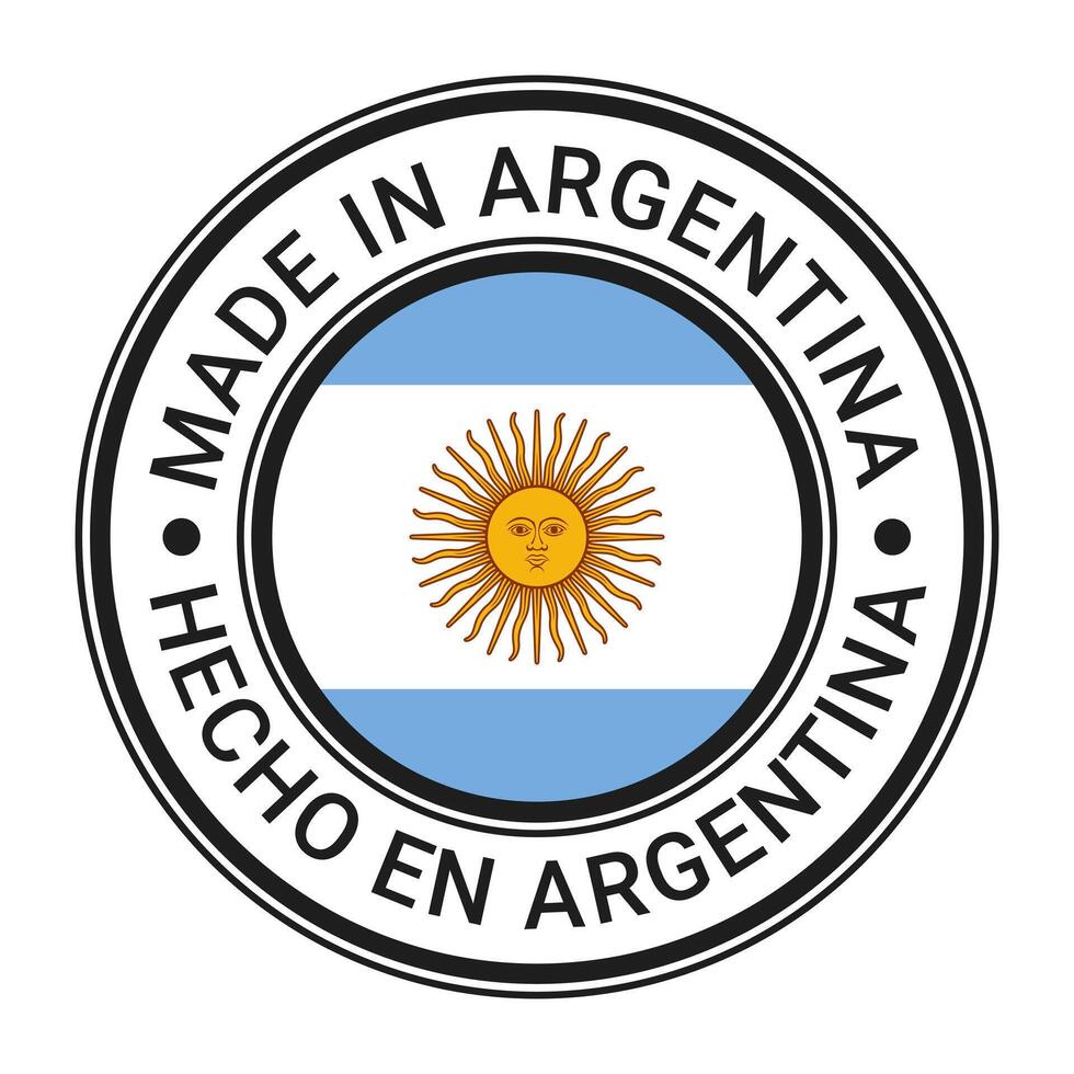 gemacht im Argentinien runden Briefmarke Aufkleber mit Argentinier Flagge Vektor Illustration