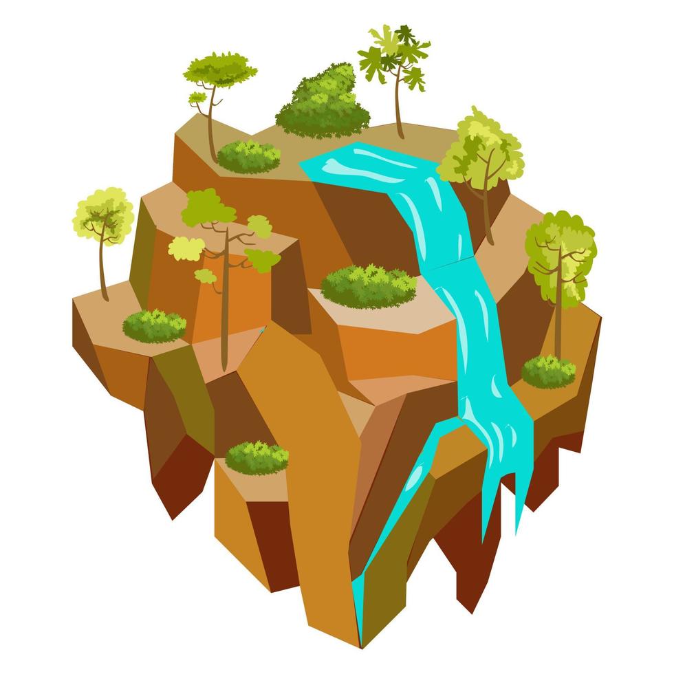 Wasserfallinsel-Spielsymbol vektor