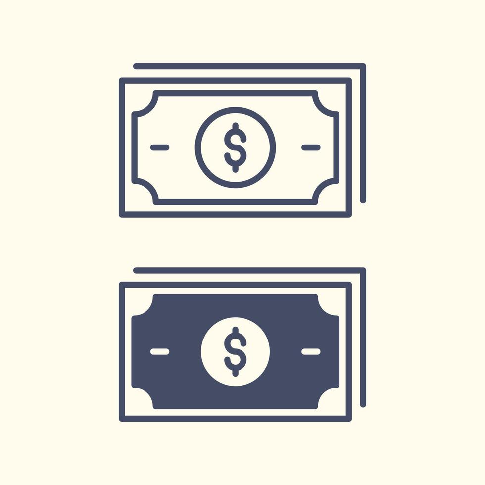 Geldsymbolumriss und Glyphenstil vektor