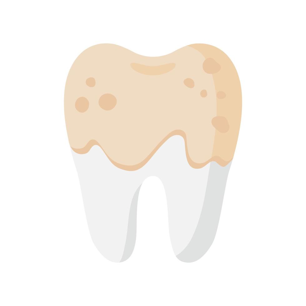 Vektor-Cartoon-Zahn mit Zahnbelag-Krankheit. vektor