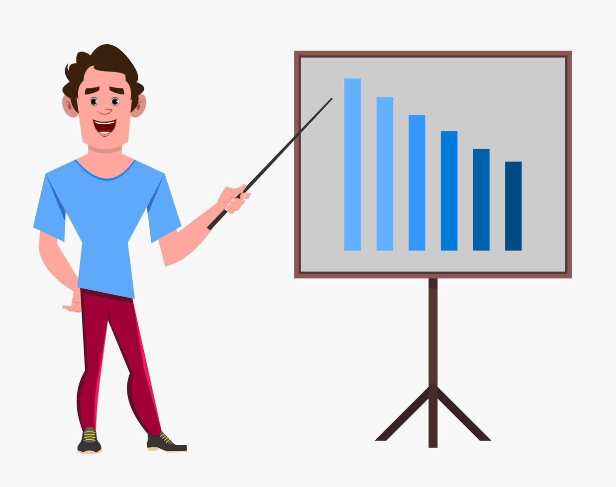 lässiger Cartoon-Mann-Charakter, der eine Präsentation hält vektor