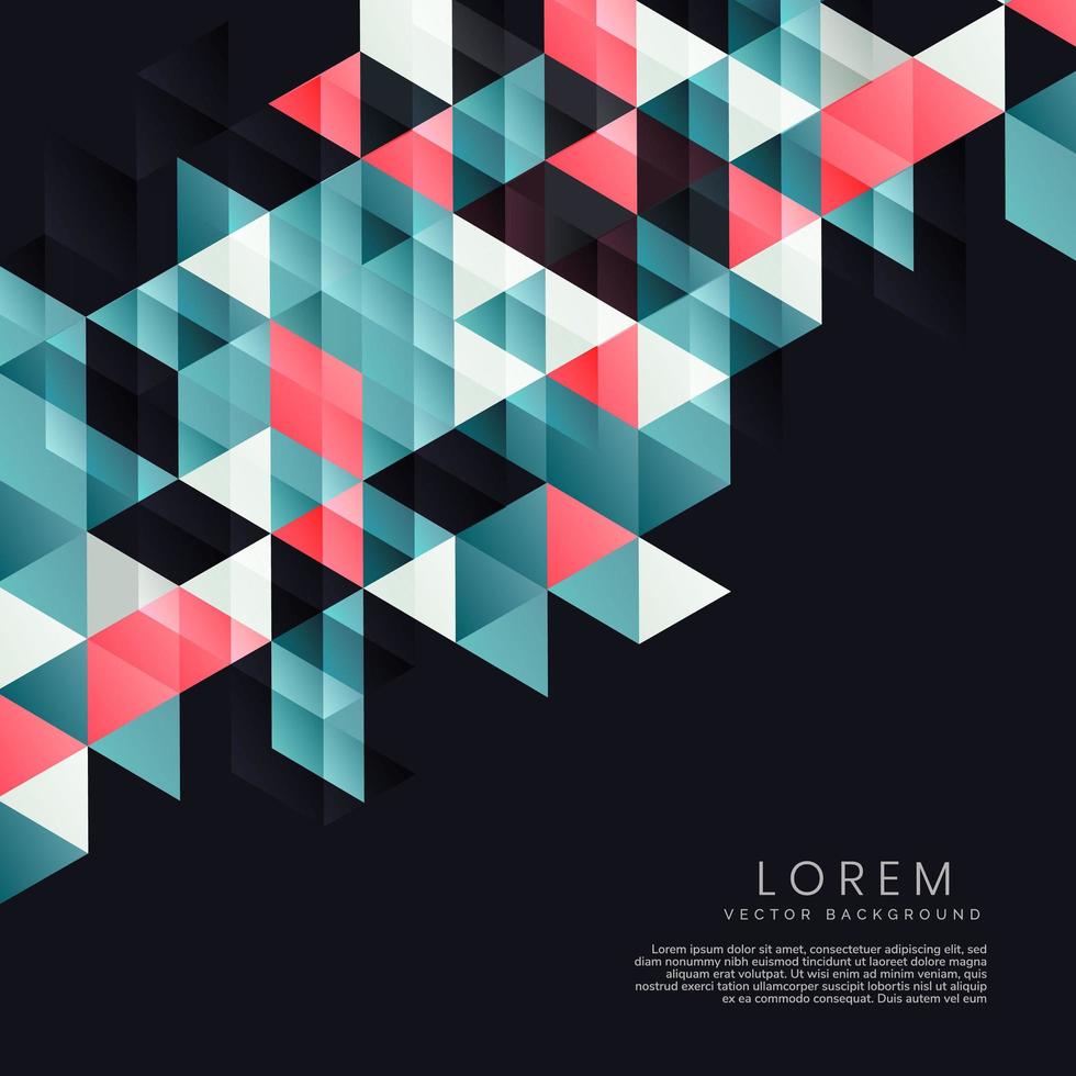 Vorlagendesign abstrakte moderne bunte Dreiecke auf schwarzem Hintergrund mit Kopienraum für Text. vektor