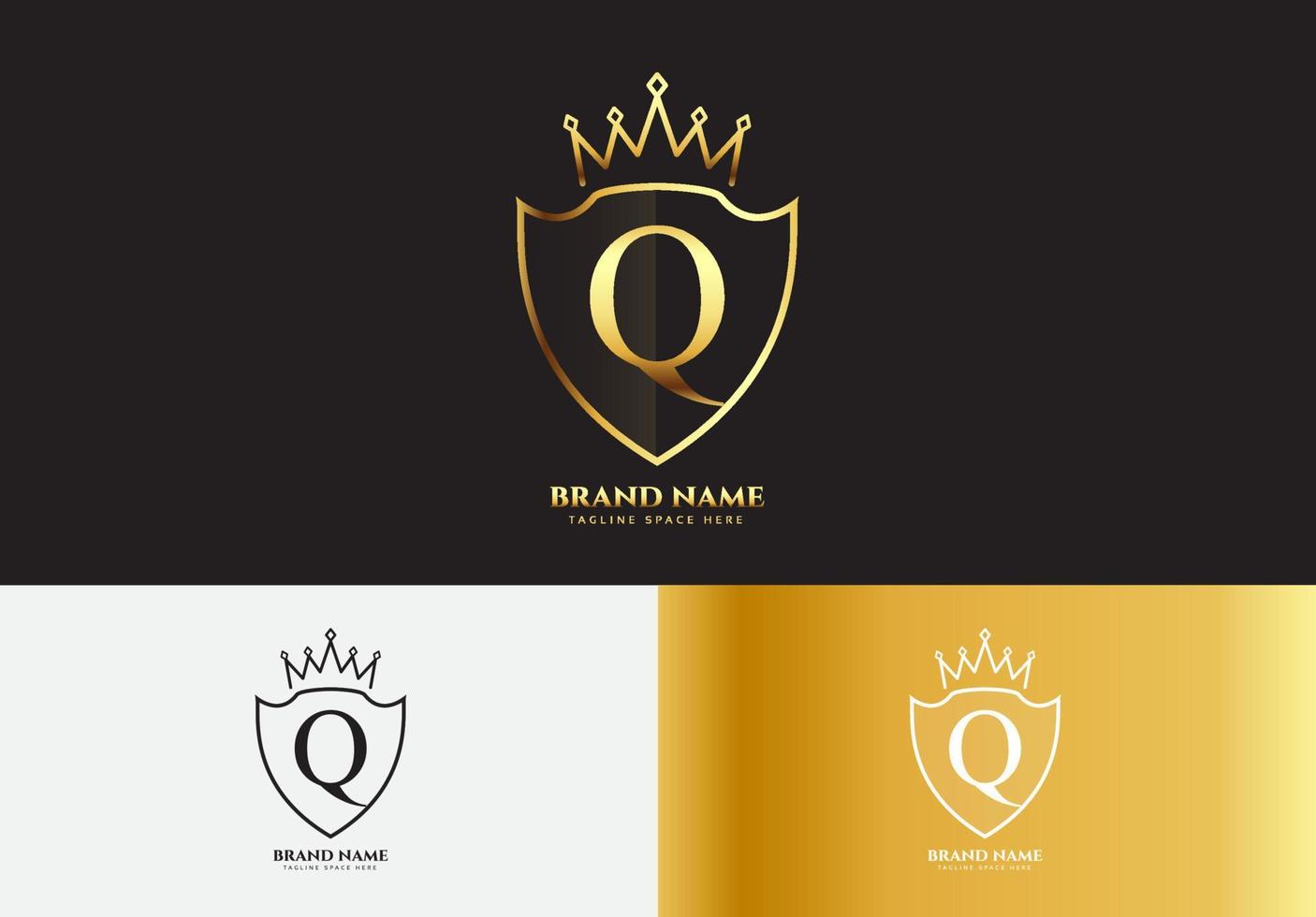 buchstabe q gold luxus krone logokonzept vektor