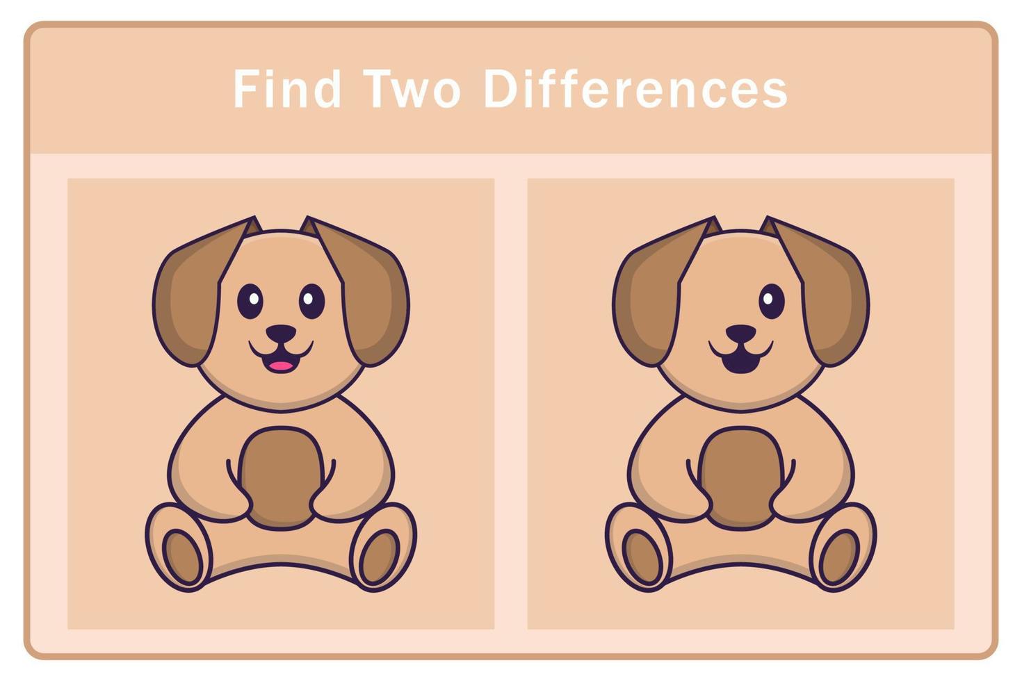 söt hund seriefigur. hitta skillnader. pedagogiskt spel för barn. tecknad vektorillustration vektor