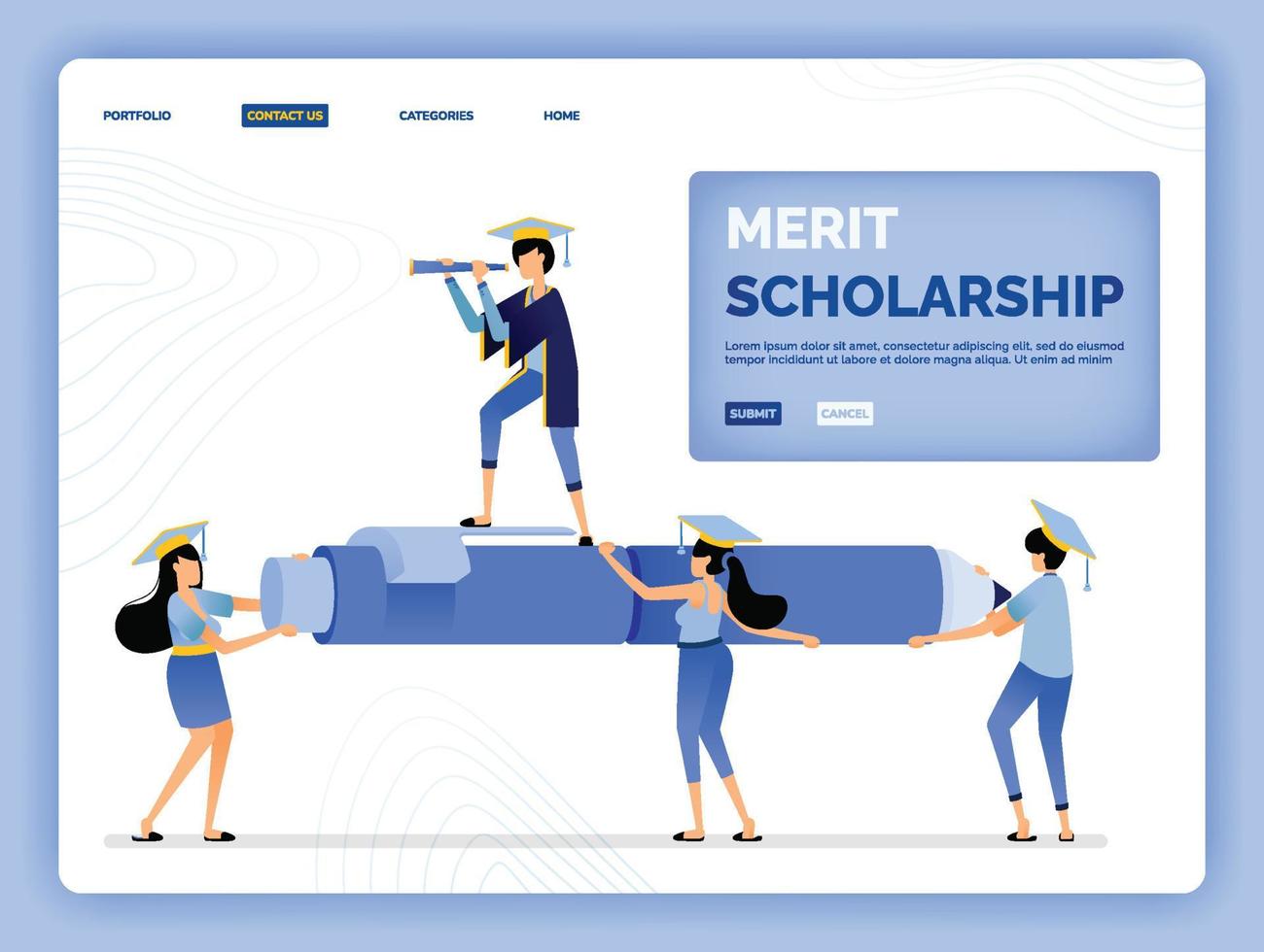 Vektorillustration von Bildungsprogrammen und Stipendienfinanzierung für herausragende Studentendesign kann für Landingpage-Websites mobile Apps verwendet werden Poster Flyer ui ux vektor