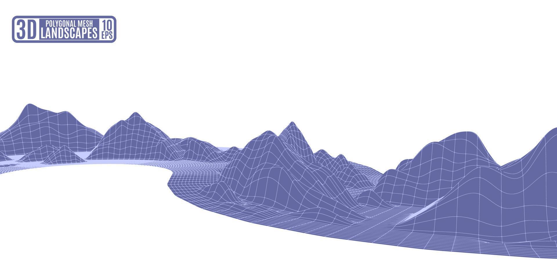 polygonales Netz lila abstrakter Hintergrund mit Berglandschaft vektor