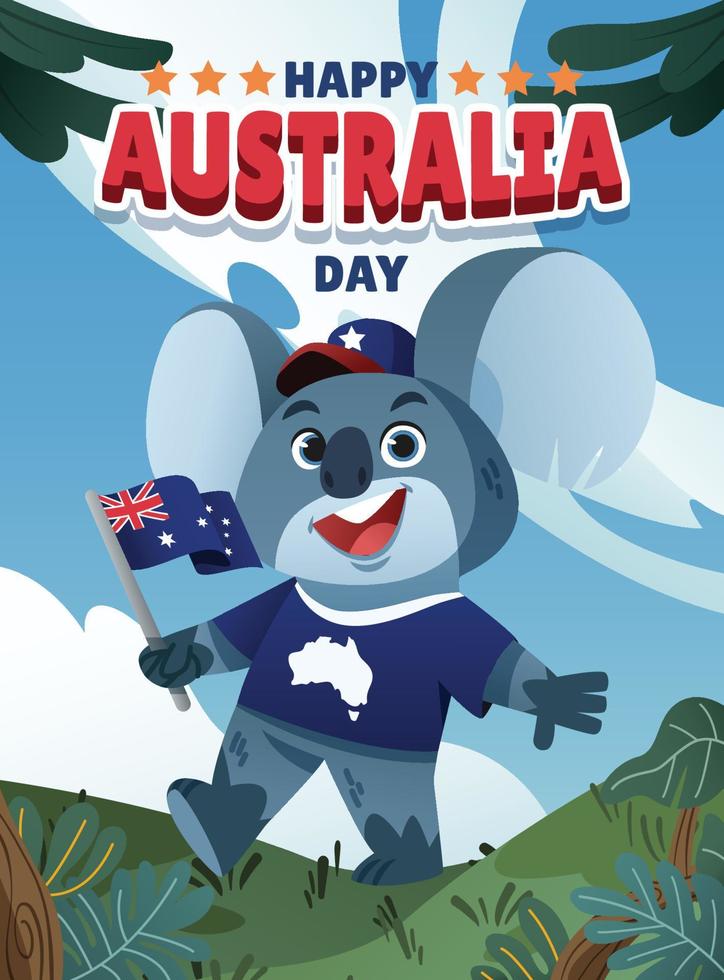Ein Koala feiert Australiens Nationalfeiertag vektor