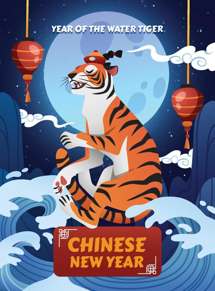 ein tiger feiert chinesisches neujahr vektor