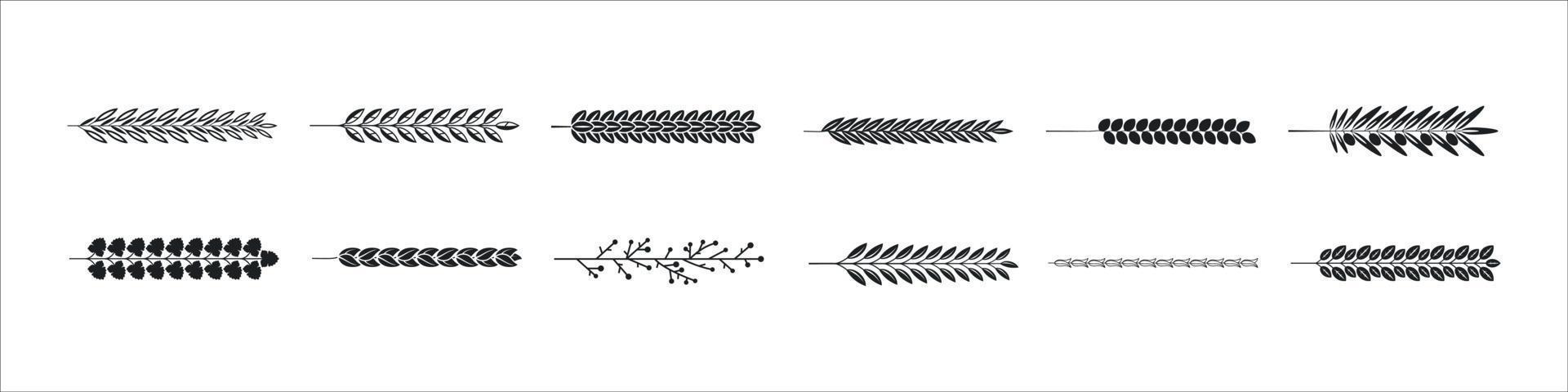 uppsättning handritade vektor cirkulära dekorativa element för din design. löv, virvlar, blommiga element.