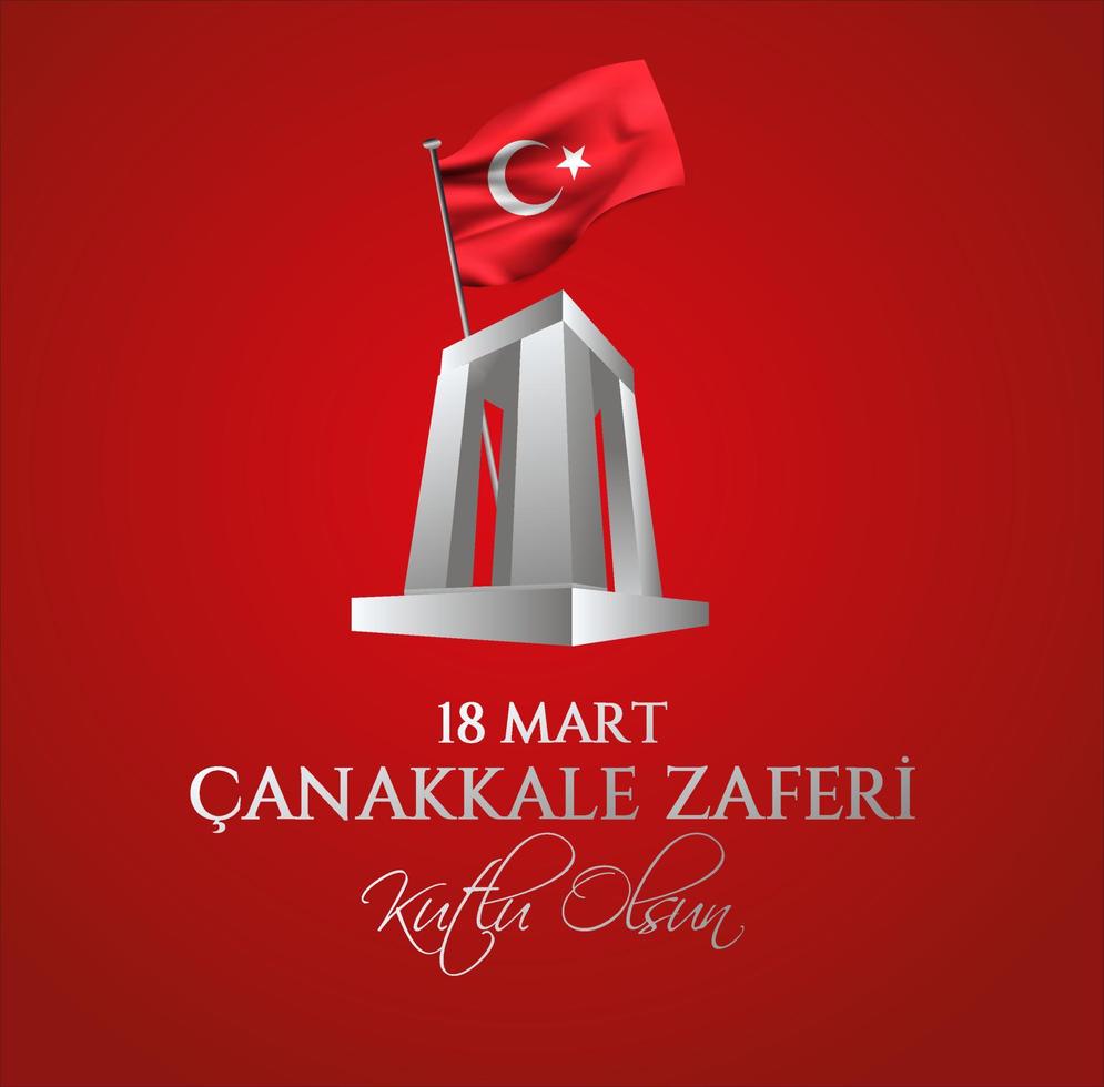 vektor illustration. 18 mart canakkale zaferi national holiday, 1915 dagen då ottomanerna seger canakkale segermonument. seger av canakkale glad semester