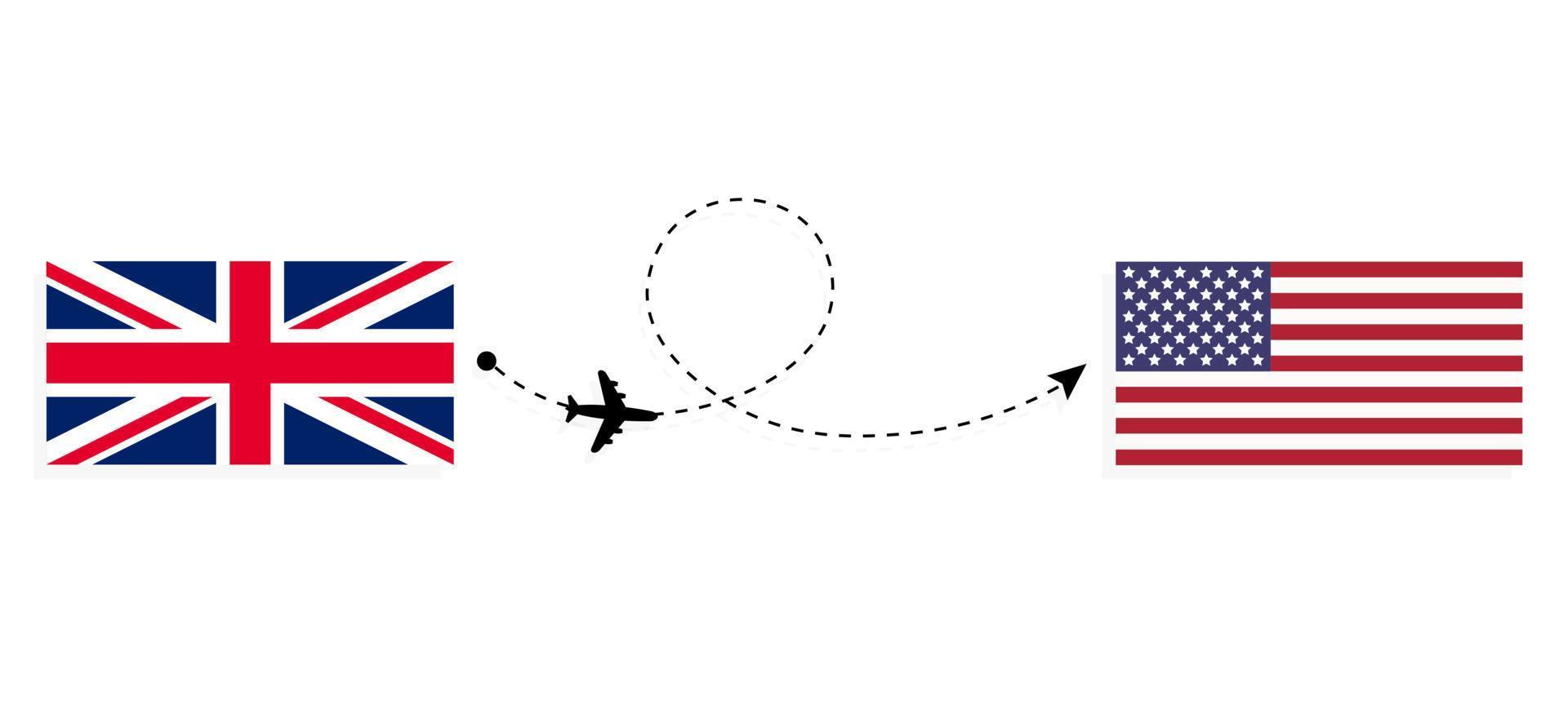 flug und reise von großbritannien nach usa mit dem Passagierflugzeug vektor