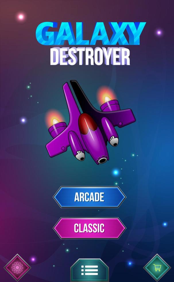 space shooter spel ui meny popup-fönster sci fi-tema vektor