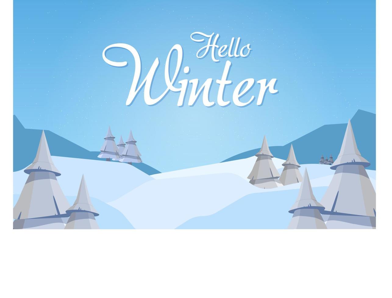 Winterschlussverkauf-Banner-Postschablone mit schneebedecktem Hintergrund vektor