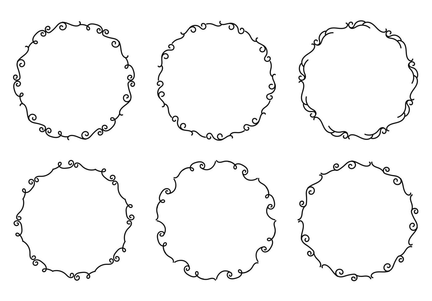 handgezeichnete grenzenelemente set sammlung, floraler wirbelverzierungsvektor vektor