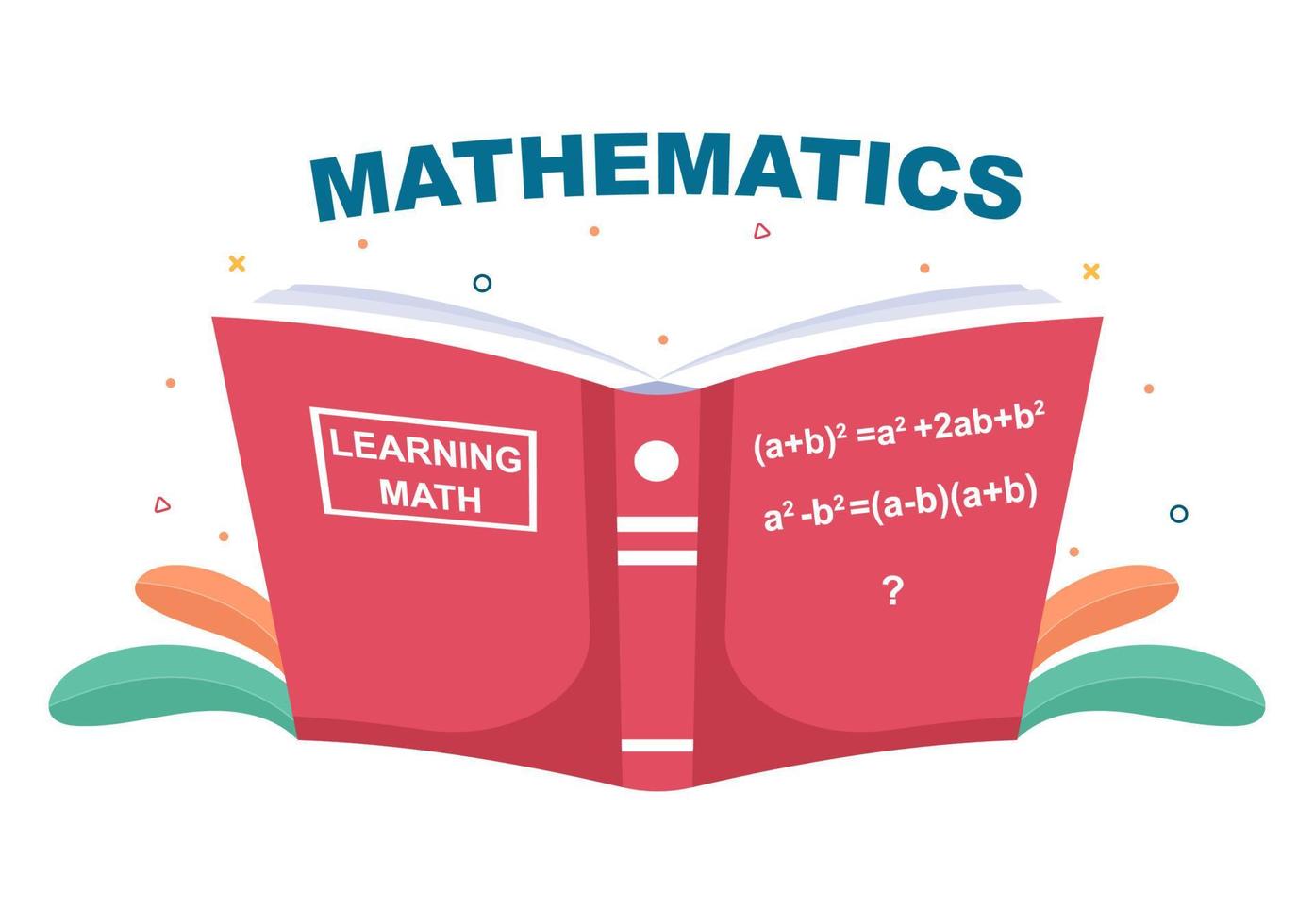 lära sig matematik i utbildning och kunskap bakgrund tecknad vektorillustration. naturvetenskap, teknik, teknik, formel eller grundläggande matematik vektor