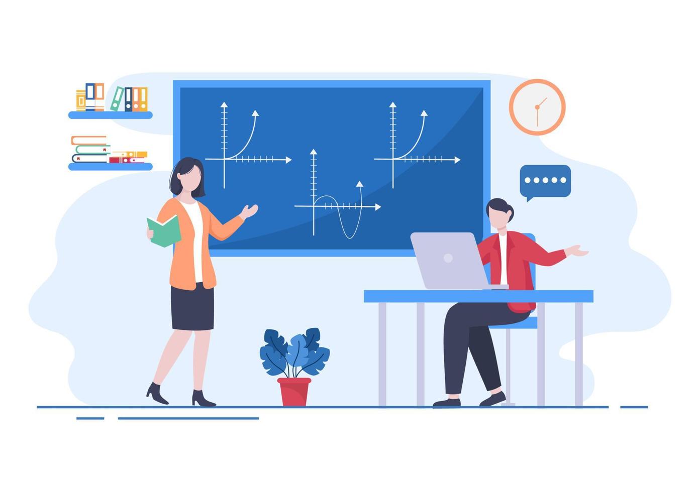 lära sig matematik i utbildning och kunskap bakgrund tecknad vektorillustration. naturvetenskap, teknik, teknik, formel eller grundläggande matematik vektor