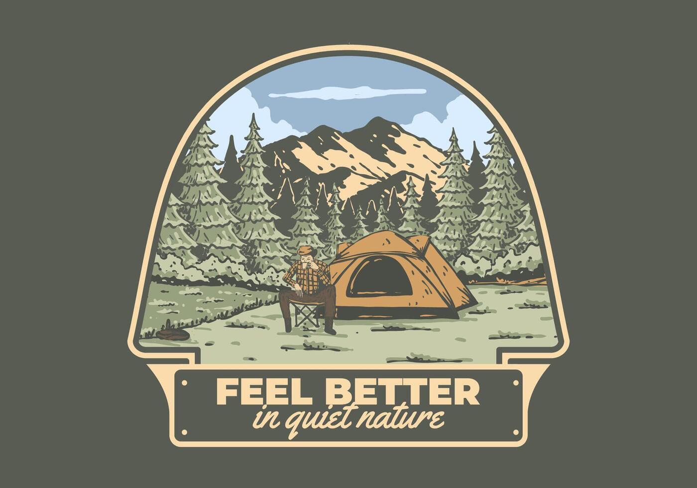 camping i natur. årgång utomhus- illustration design vektor
