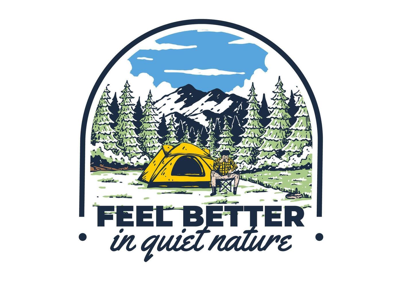 Camping im Natur. Jahrgang draussen Illustration Design vektor