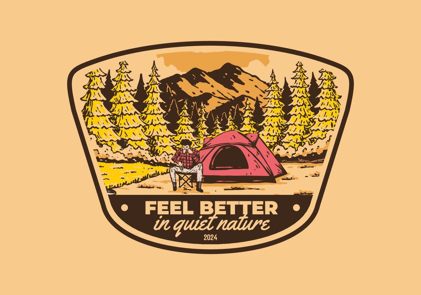 Camping im Natur. Jahrgang draussen Illustration Design vektor