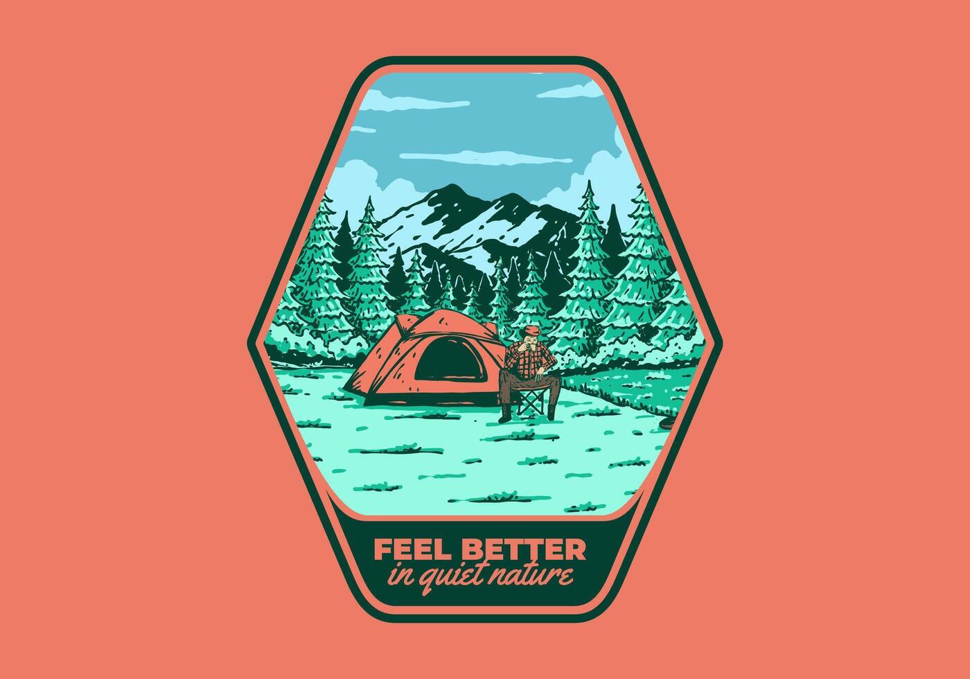 camping i natur. årgång utomhus- illustration design vektor