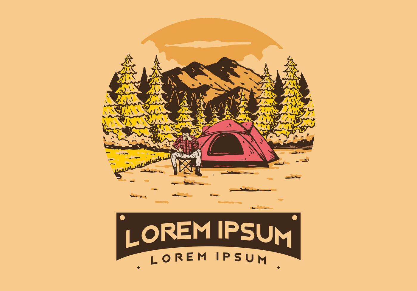 Camping im Natur. Jahrgang draussen Illustration Design vektor