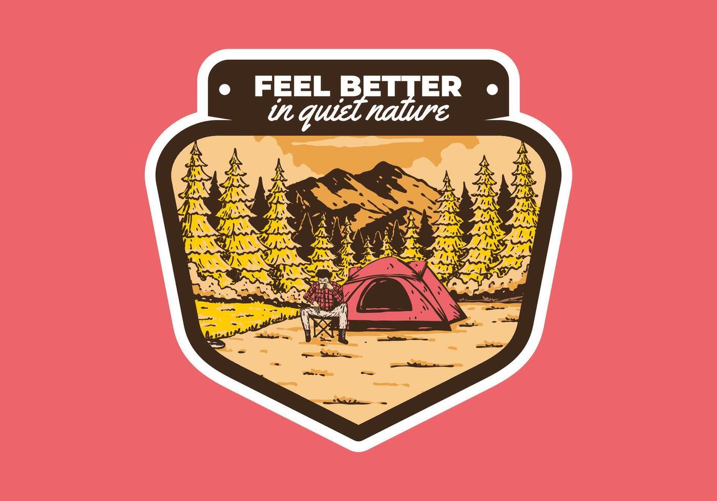 Camping im Natur. Jahrgang draussen Illustration Design vektor