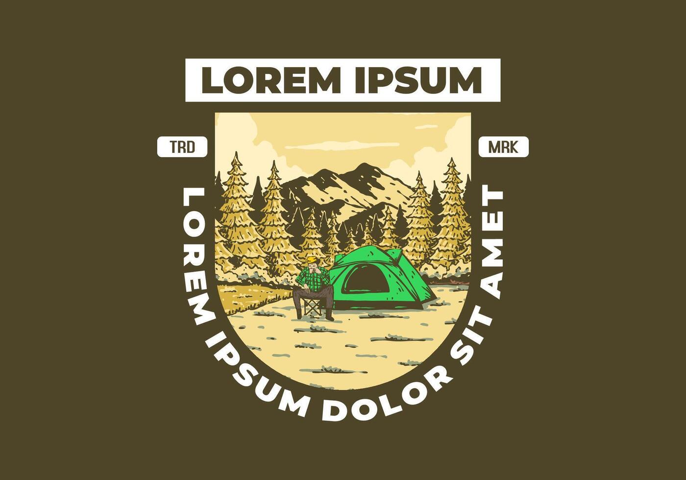 camping i natur. årgång utomhus- illustration design vektor