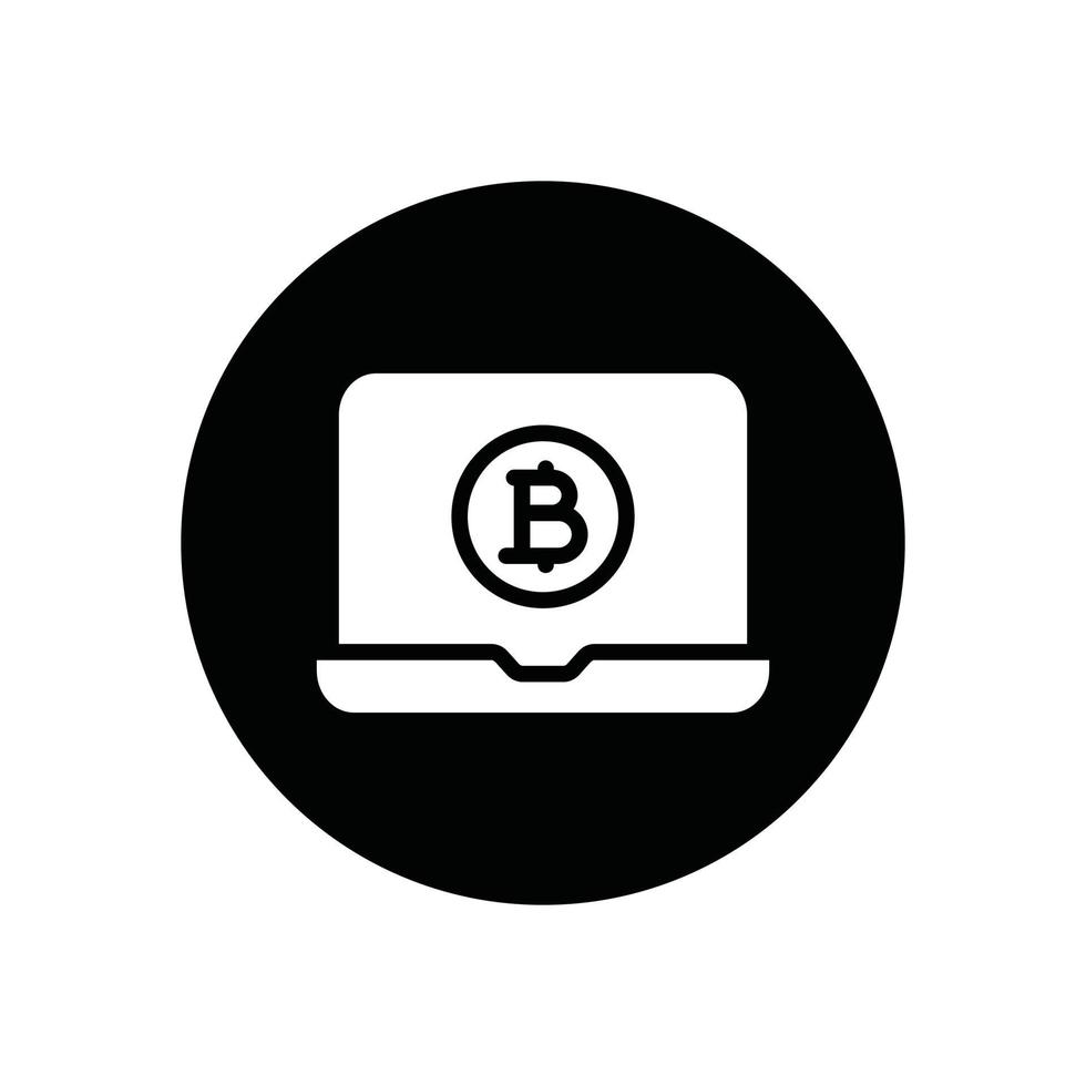 Laptop-Bitcoin-Glyphe-Symbol vektor