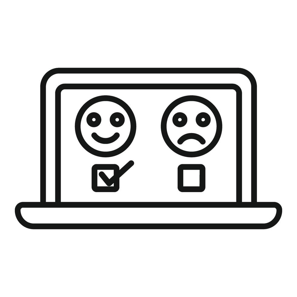 Spur Rahmen Laptop Emoji Symbol Gliederung Vektor. online Umfrage Benutzer vektor