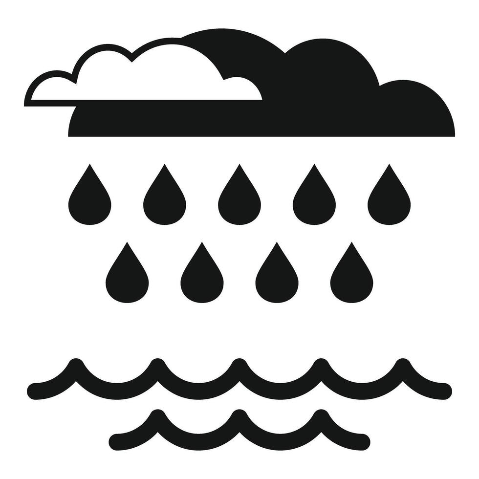 hav nivå stiga efter regnar ikon enkel vektor. klimat katastrofer vektor