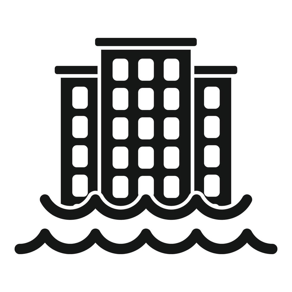 Küste Stadt im Überschwemmungen Symbol einfach Vektor. Klima Veränderung Katastrophen vektor