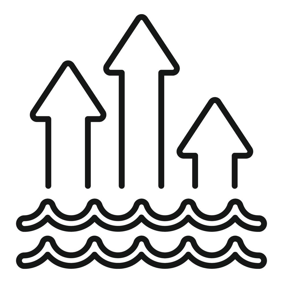 hav nivå stiga kust ikon översikt vektor. global eco problem vektor