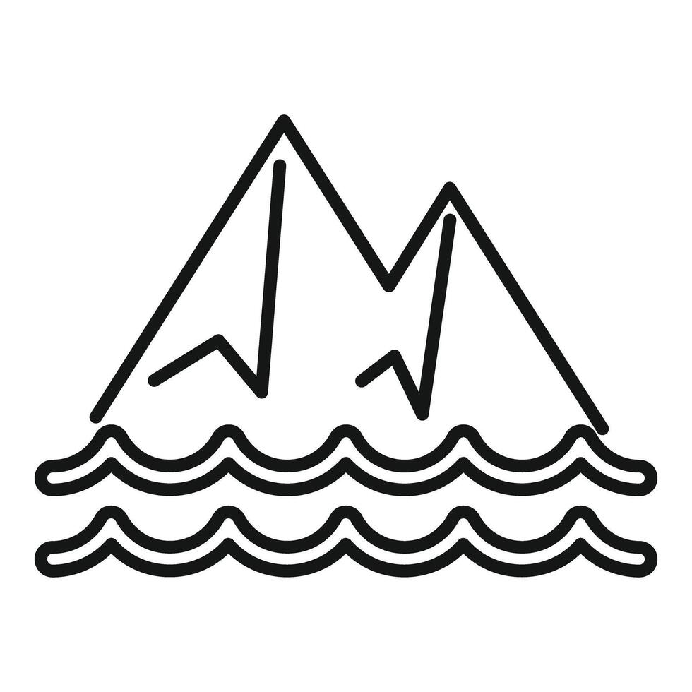Berge Überschwemmungen Symbol Gliederung Vektor. Eis schmelzen vektor