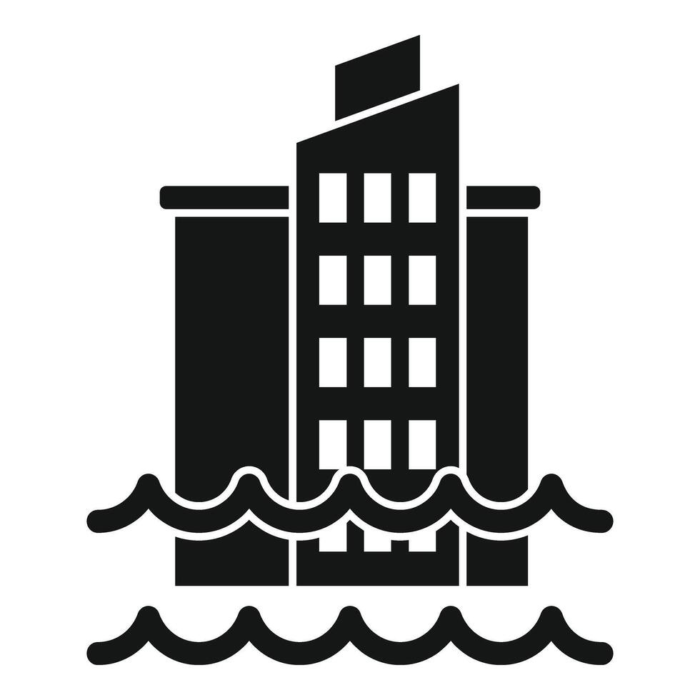 Flut Problem Stadt Symbol einfach Vektor. Klima Veränderung Katastrophen vektor