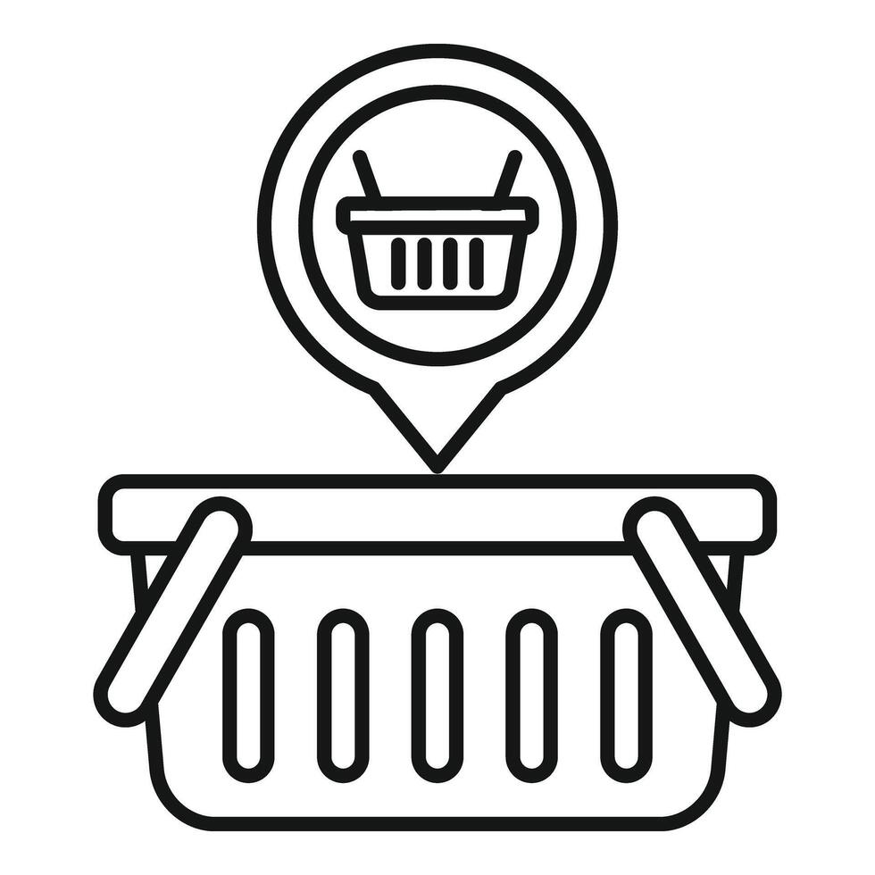 online Geschäft Korb Symbol Gliederung Vektor. Verkauf virtuell Geschäft vektor