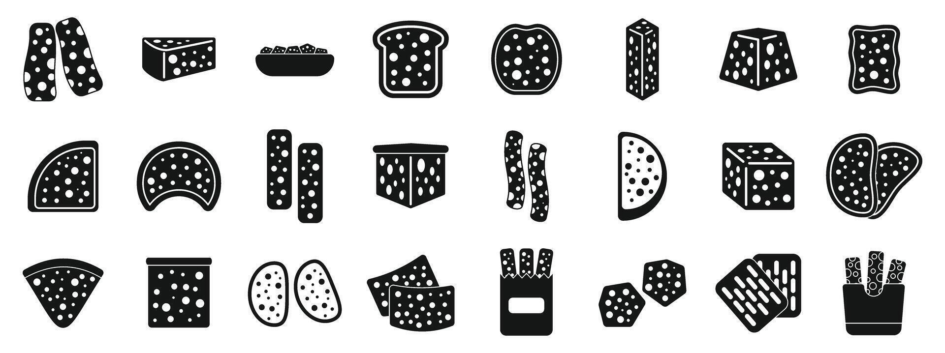 bröd krutonger ikoner uppsättning enkel vektor. små mat matlagning vektor