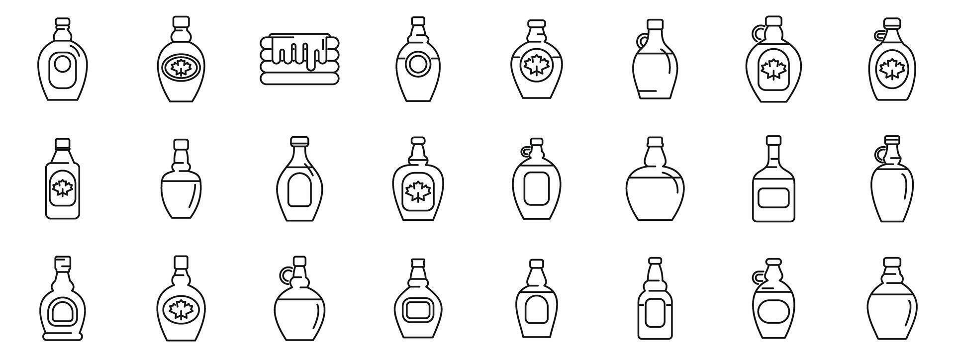 Ahorn Sirup Symbole einstellen Gliederung Vektor. Küche Stapel vektor