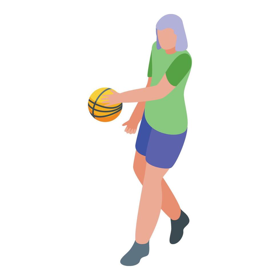 fritid vuxen avatar ikon isometrisk vektor. kvinna basketboll spelare vektor