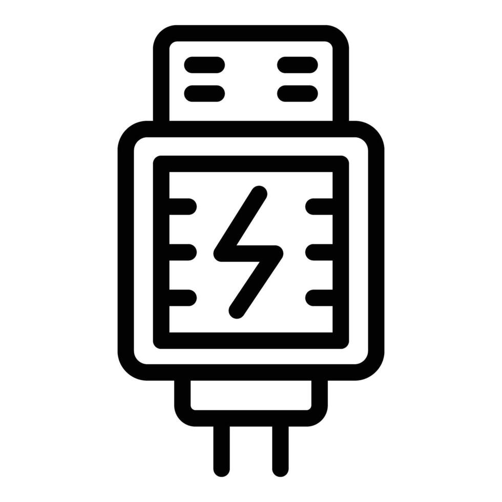 USB Leistung Adapter Symbol Gliederung Vektor. Energie Verbindung Draht vektor