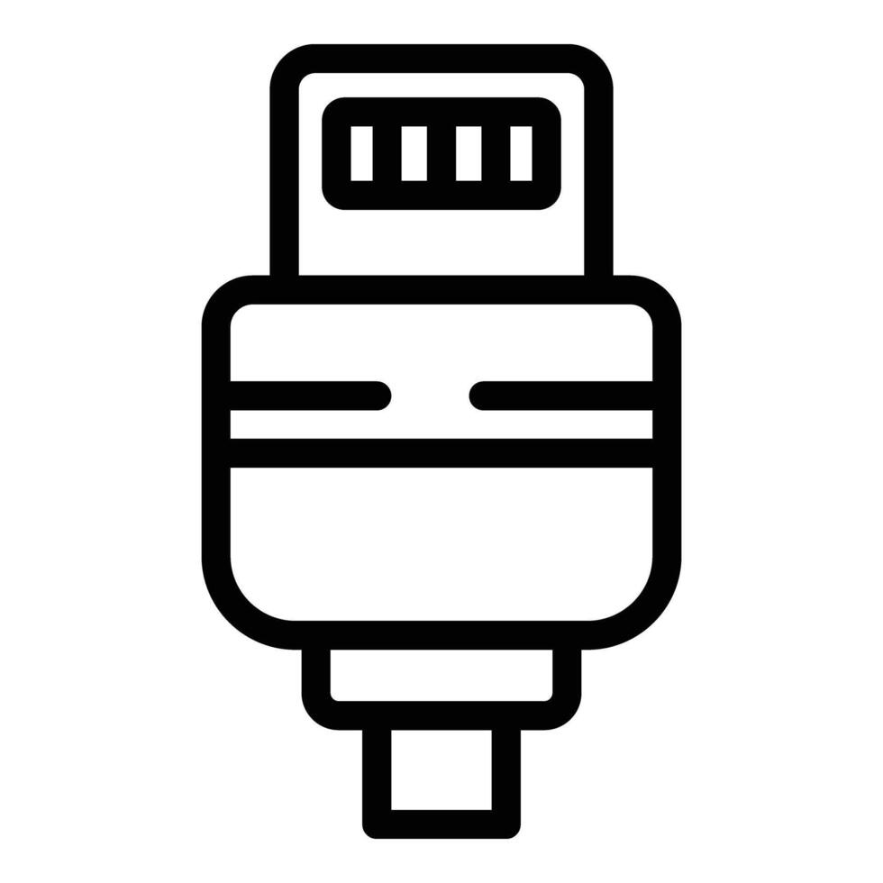 USB Ladegerät Draht Symbol Gliederung Vektor. Digital Ladegerät Kabel vektor